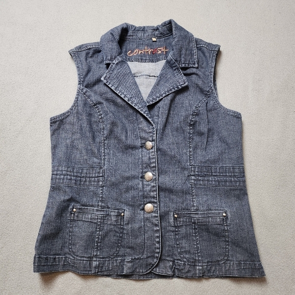 Contrast Jackets & Blazers - Denim Vest 90s Y2k Contrast Vest